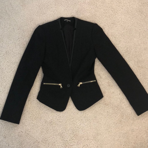 Express Jackets & Blazers - Express Leather and Gold Zipper Blazer